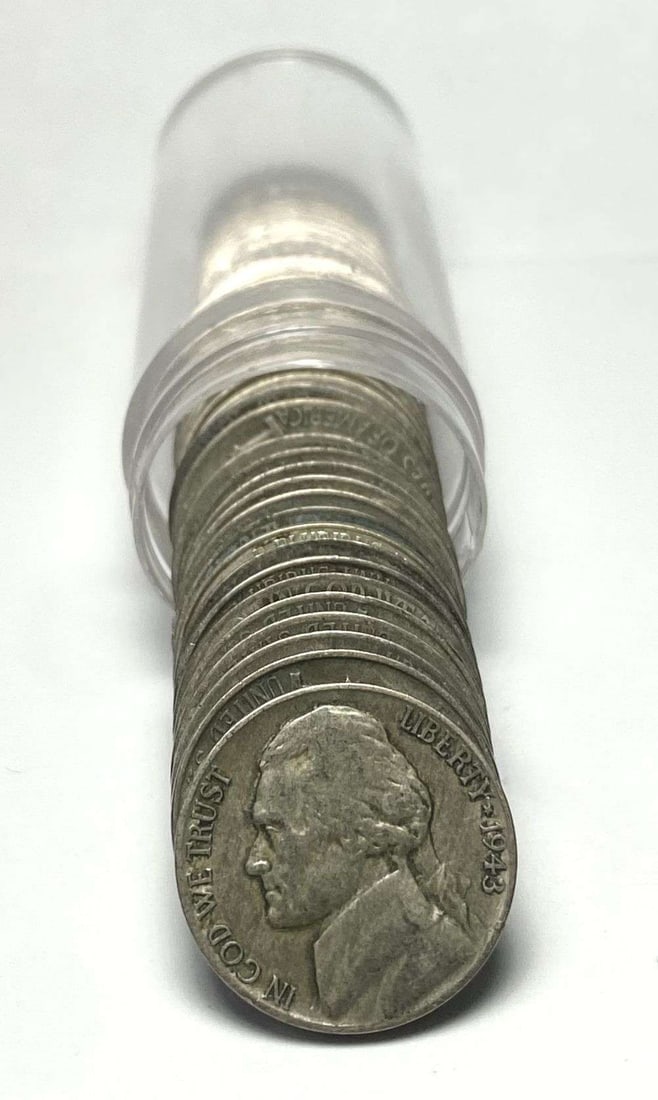 Roll (40-coins) 1942-1945 WWII 35% Silver Nickels: Winner shall receive (1) roll (40-coins) precisely resembling the one shown here. (RR/B)