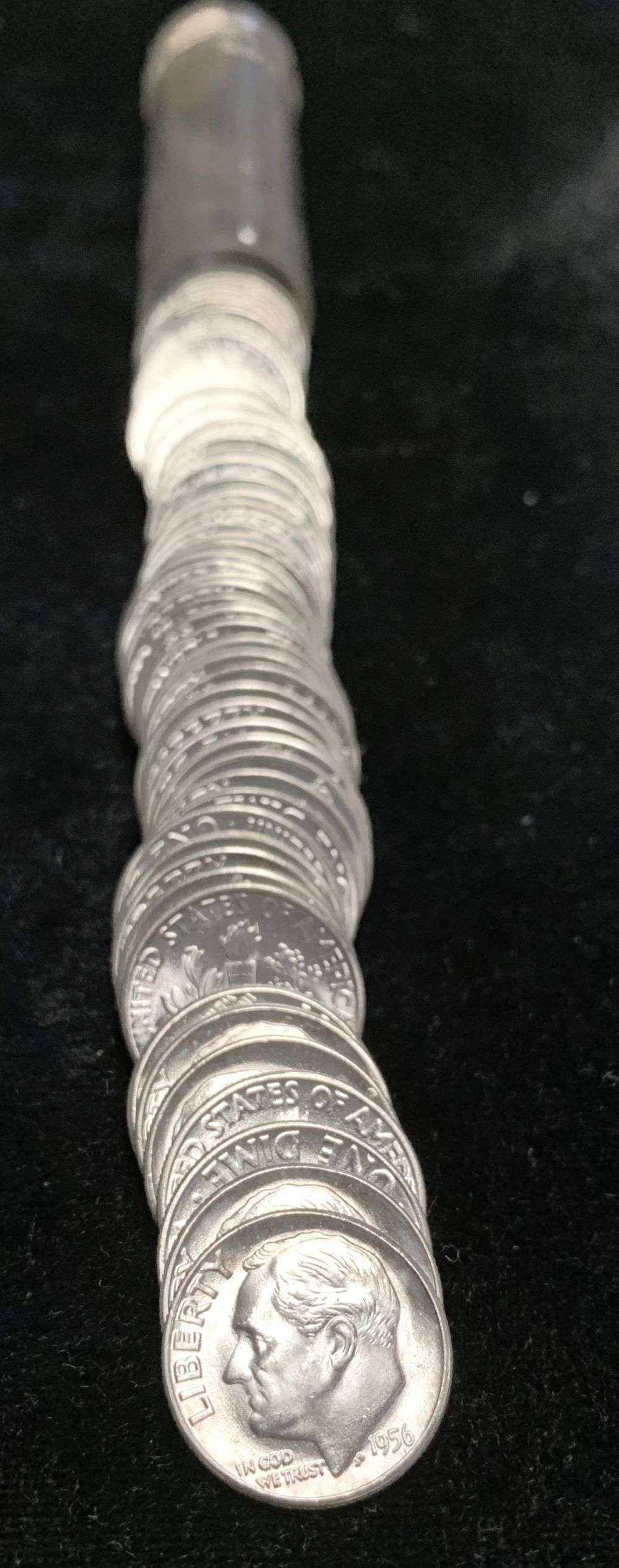 BU Roll (50-coins) 1956 Roosevelt Silver Dimes (1 of 3)