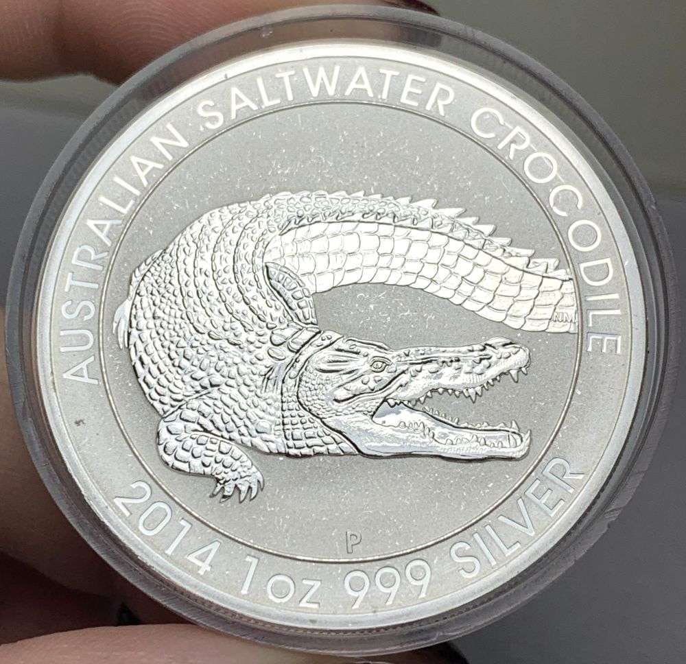 2014-P Austraila Saltwater Crocodile 1 ozt .999 Silver Dollar: Winner shall receive the exact coin shown here. (BD/B)