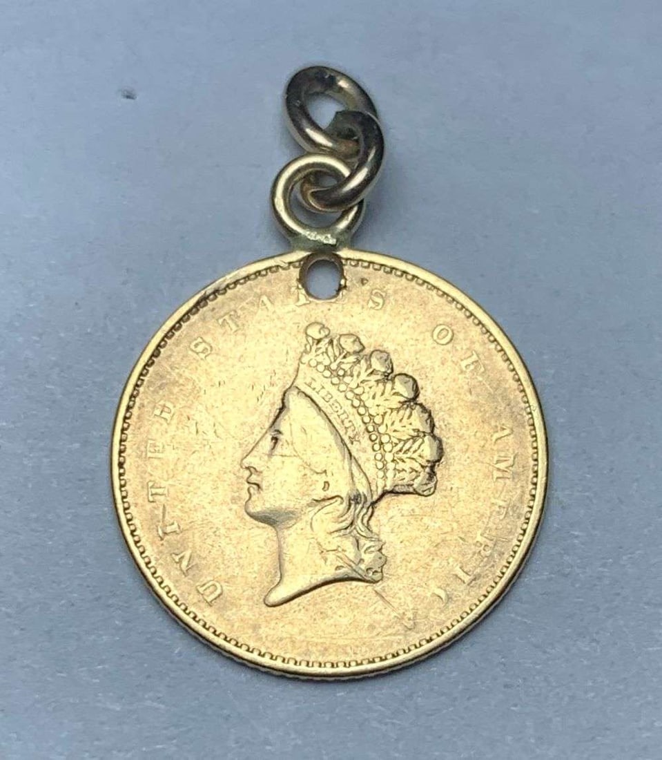 Last Minute! Rare 1855 Gold $1 Type 2 W/ Bezel (1 of 2)