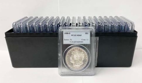 (20) Mixed Date & MM PCGS MS65 Morgan Silver Dollars