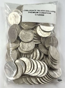 Bag $100 Peace Silver Dollars Premium Grade (100-coins)