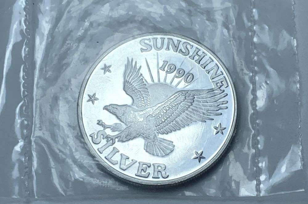 1990 Sunshine Mining Eagle 1 ozt .999 Silver (1 of 2)