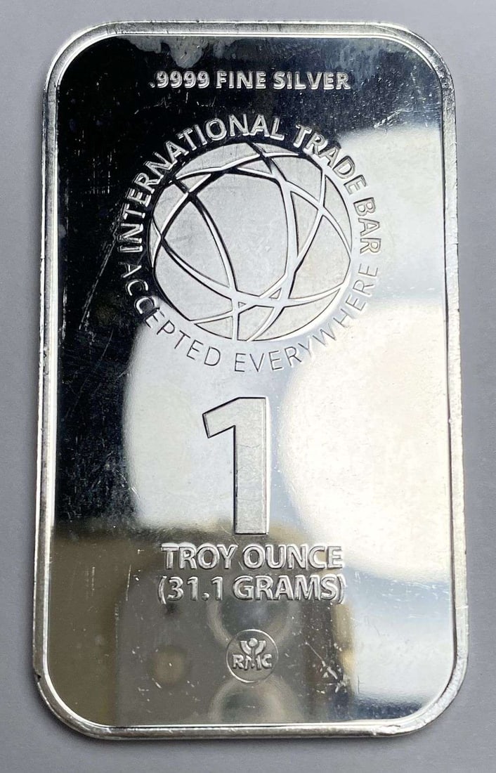 International Trade Bar 1 ozt .9999 Silver Bar: Winner shall receive the exact bar shown here. (RR/B)