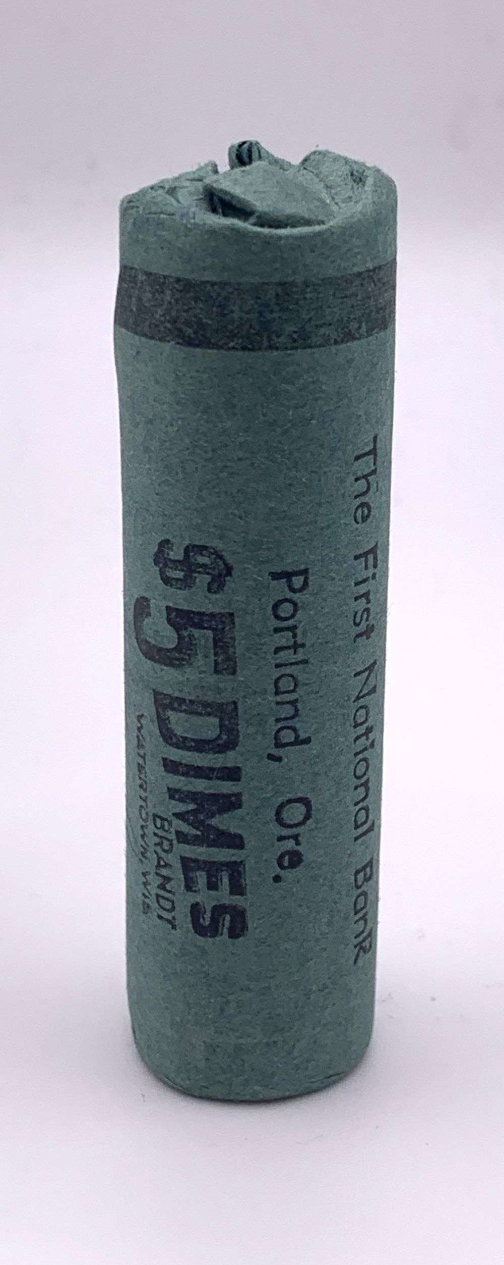 Original Bank Wrapped Roll (50-coins) 1955 Roosevelt 90% Silver Dimes (1 of 1)