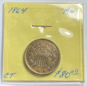 Old Time Grading 1864 Shield 2 Cents
