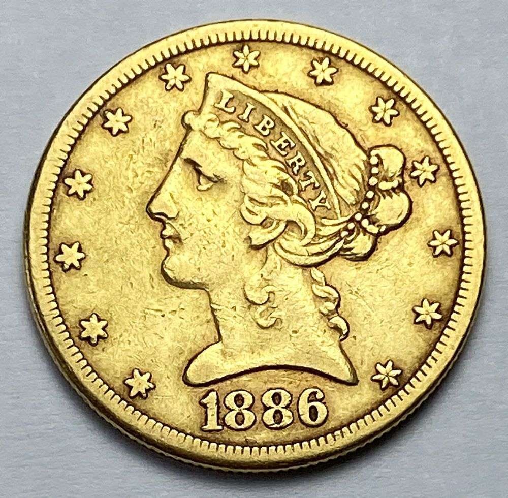 Old Time Grading 1886-S Gold $5 Liberty Head (1 of 2)