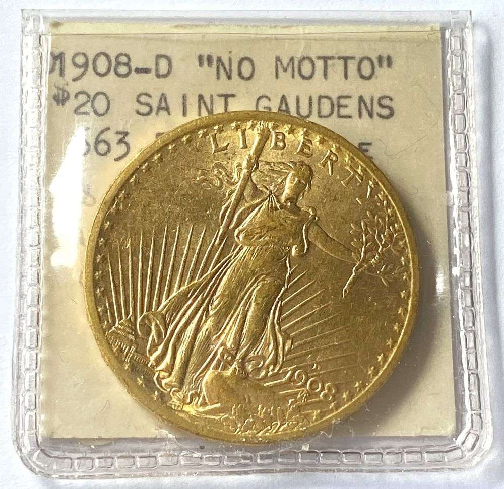 Old Time Grading 1908-D Gold $20 Saint Gaudens No Motto (1 of 4)