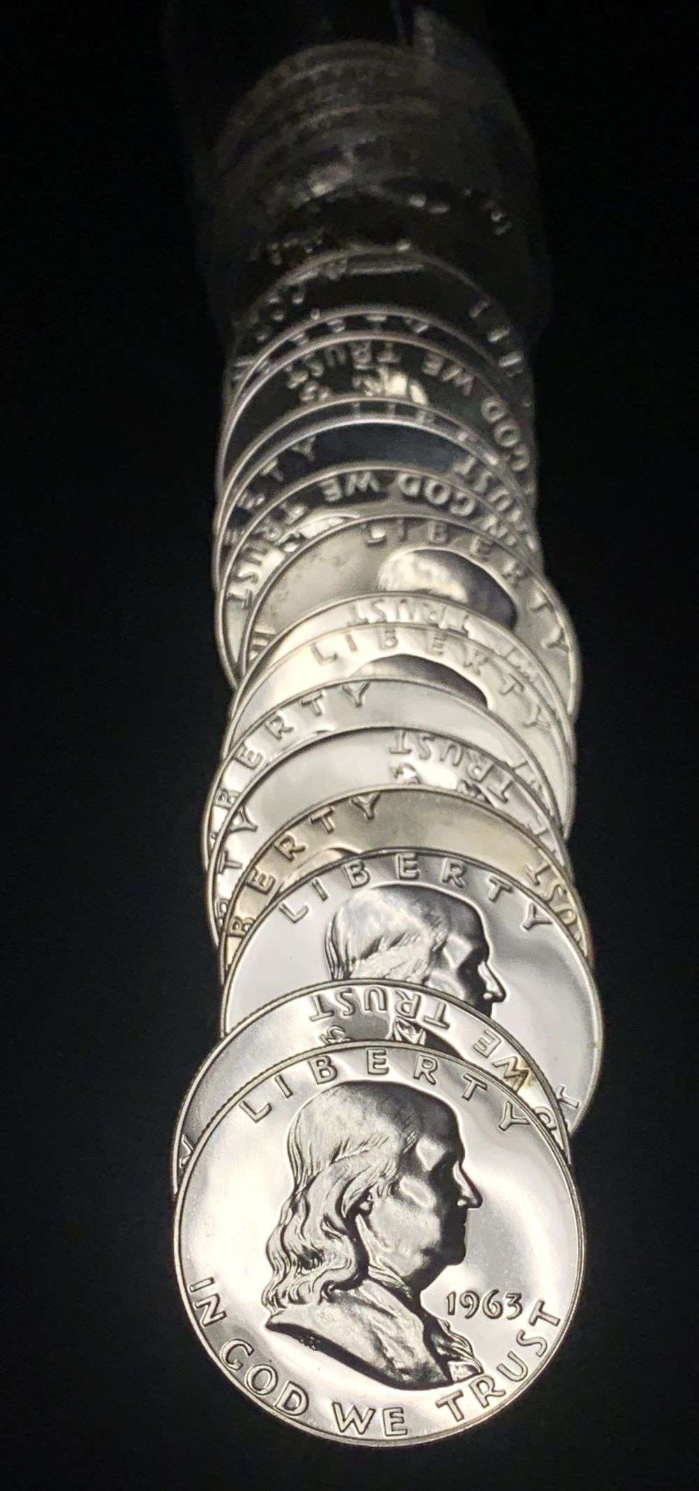 Roll (20-coins) 1963 Franklin Silver Half Dollars PF65 (1 of 3)
