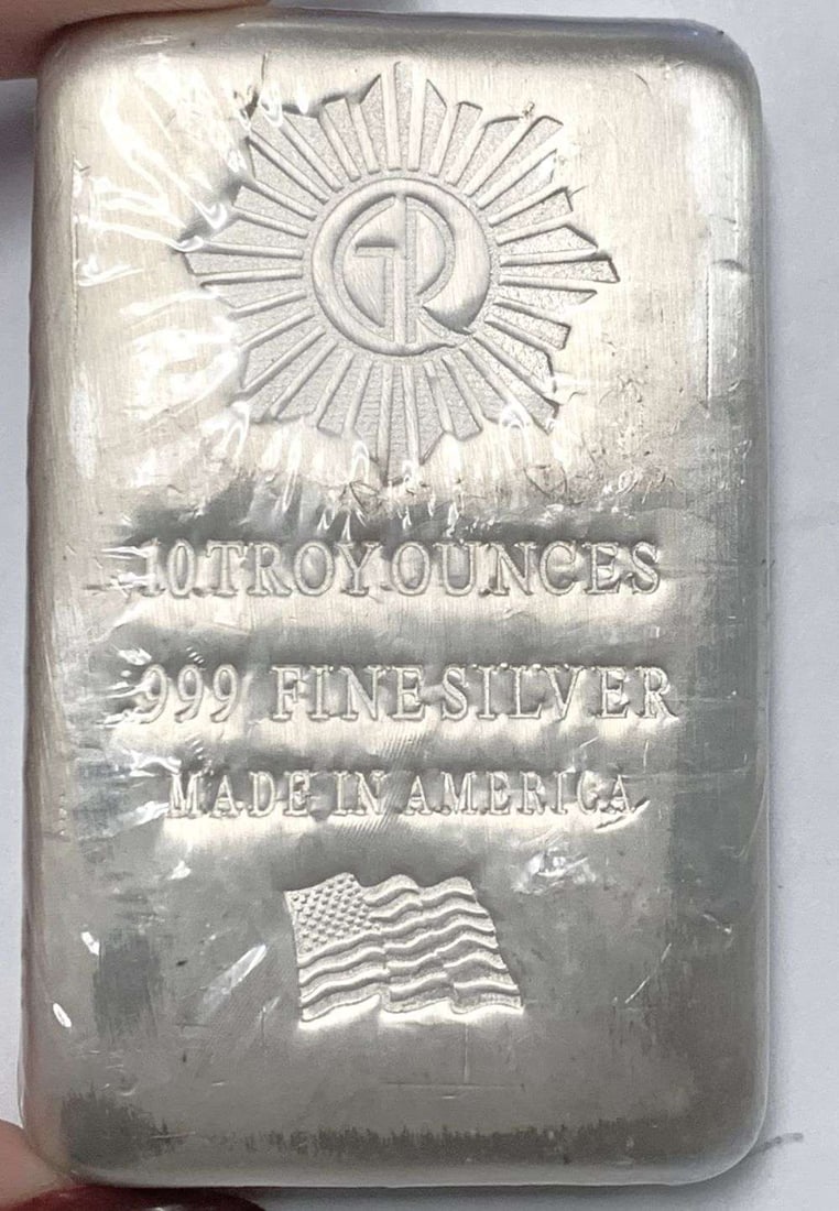 Glines & Rhodes 10 ozt .999 Silver Bar: Winner shall receive the exact bar shown here. (BD/EUB)