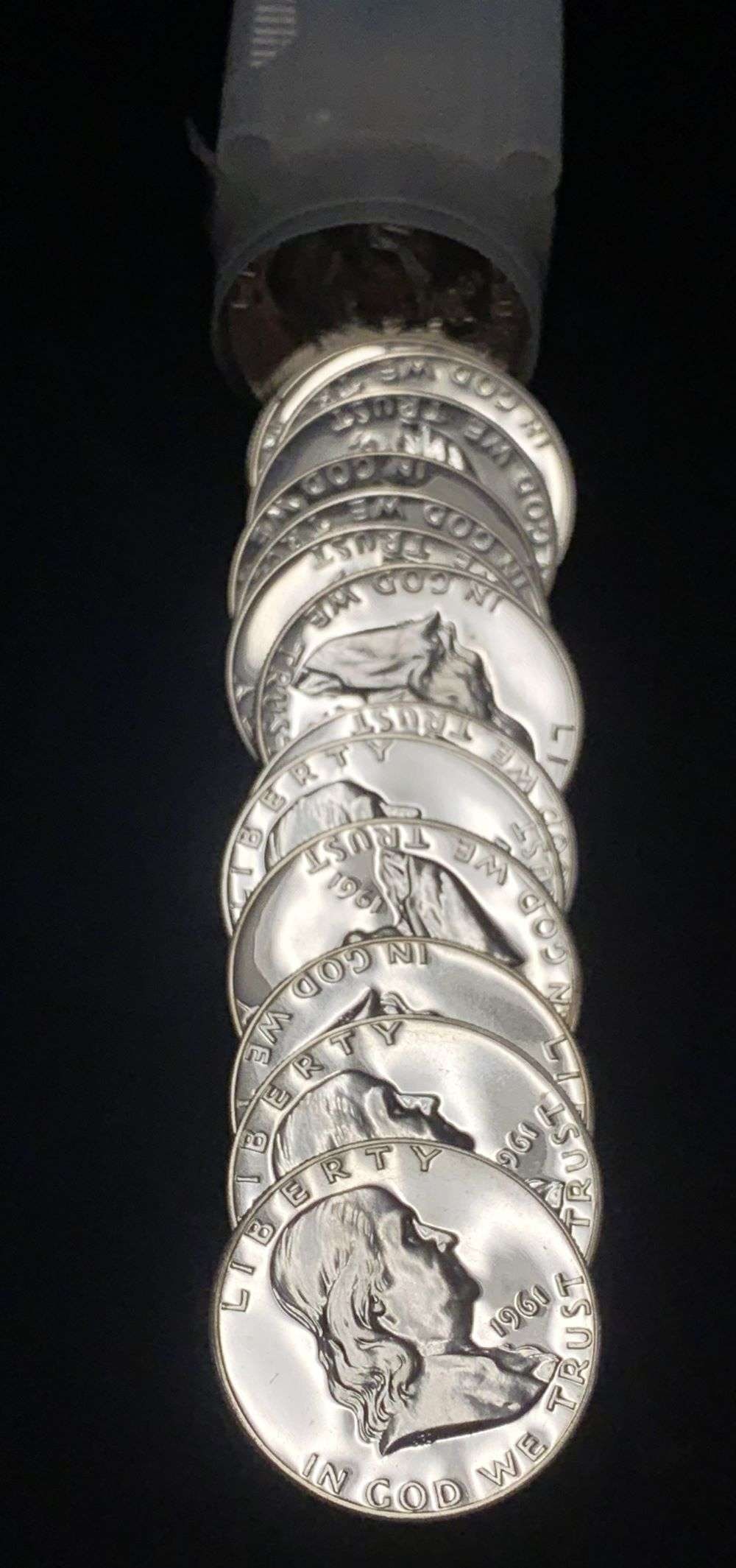 Roll (20-coins) 1961 Franklin Silver Half Dollars PF65 (1 of 3)