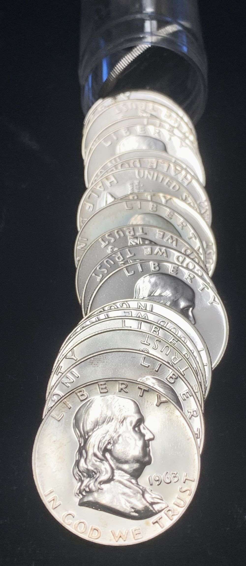 Roll (20-coins) 1963 Franklin Silver Half Dollar PF65 (1 of 3)