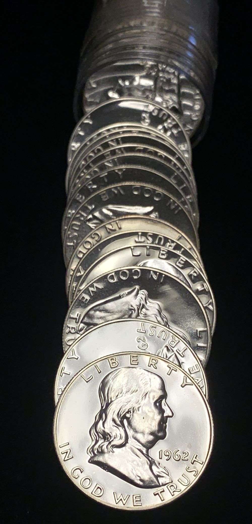 Roll (20-coins) 1962 Franklin Silver Half Dollars PF65 (1 of 3)