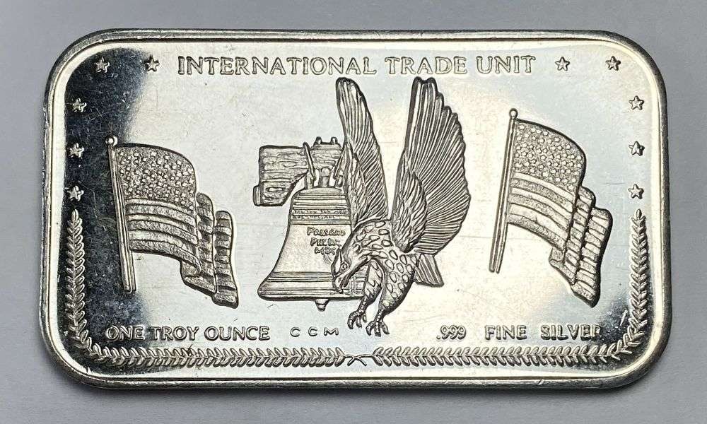 International Trade Unit 1 ozt .999 Silver Bar: Winner shall receive the exact bar shown here. (RR/B)