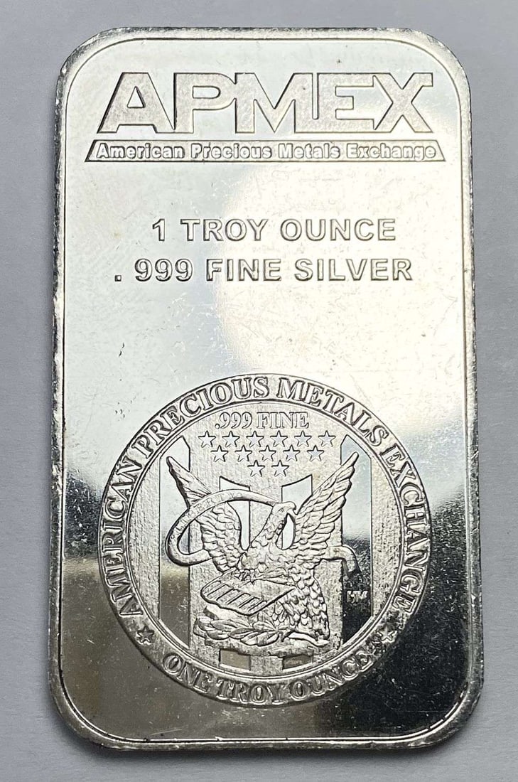Apmex 1 ozt .999 Silver Bar: Winner shall receive the exact bar shown here. (RR/B)