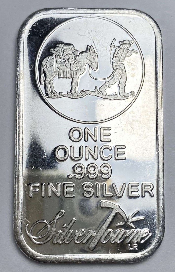 SilverTowne Trademark 1 ozt .999 Silver Bar: Winner shall receive (1) bar precisely resembling the one shown here. (RR/B)