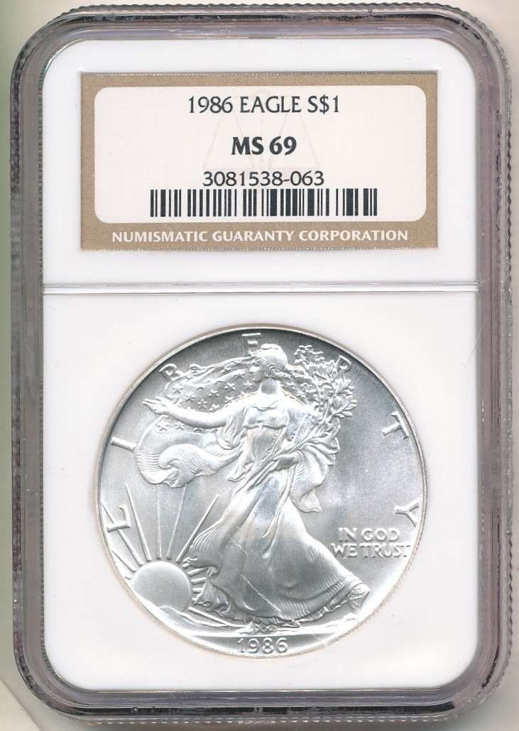 First Year 1986 American Silver Eagle NGC MS69 (1 of 4)