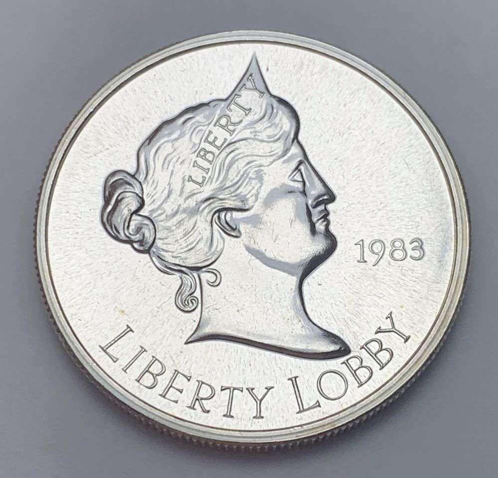 1983 Liberty Lobby Silver Eagle 1 ozt .999 Silver: Winner shall receive the exact coin shown here. (BD/B)