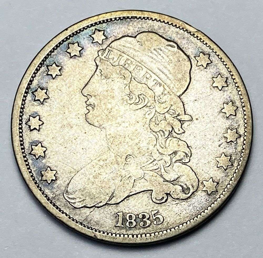 1835 Capped Bust Silver Quarter VF (1 of 3)