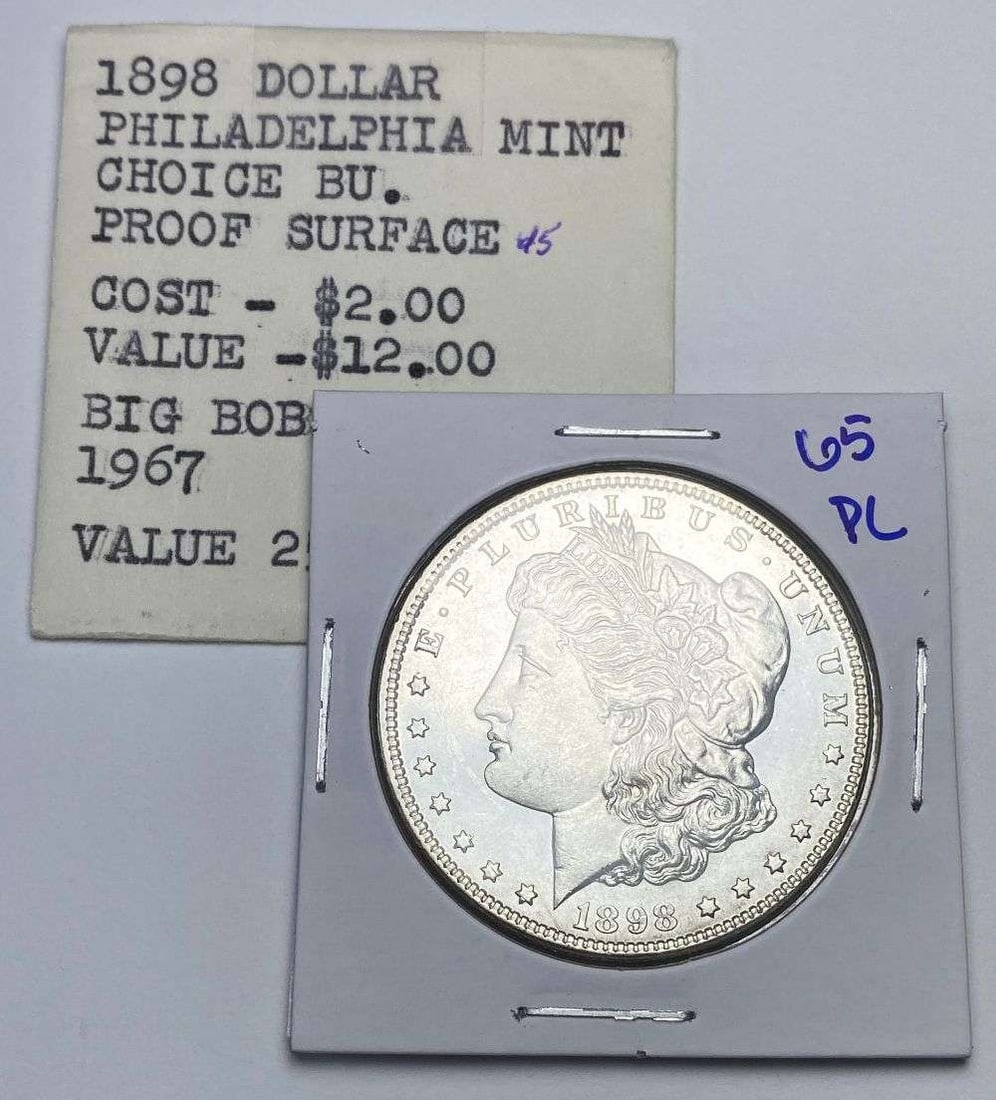 Pedigree 1898 Morgan Silver Dollar MS65 PL (Cost $2.00 in 1967) (1 of 4)