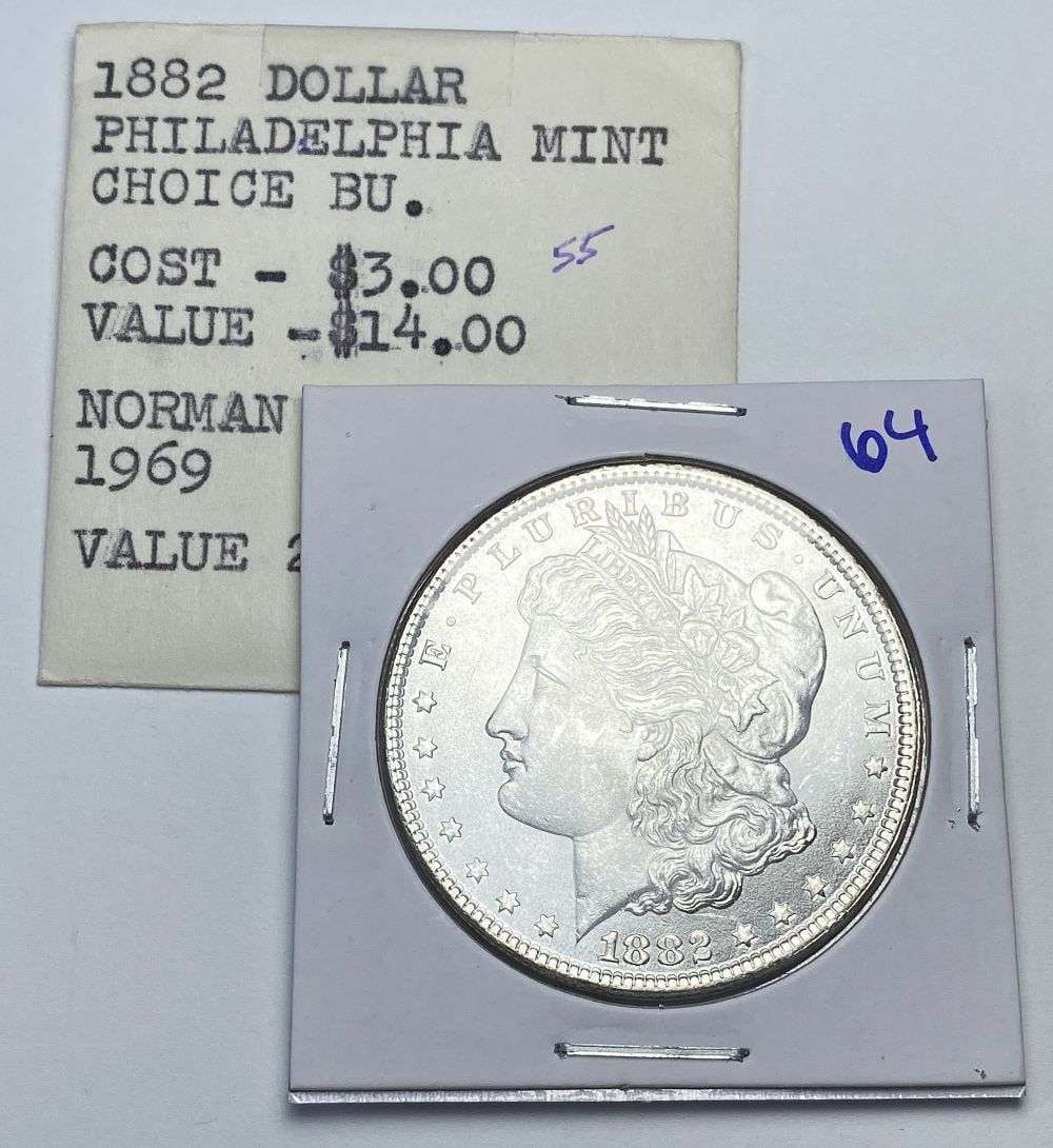 Pedigree 1882 Morgan Silver Dollar MS64 (Cost $3.00 in 1969) (1 of 4)