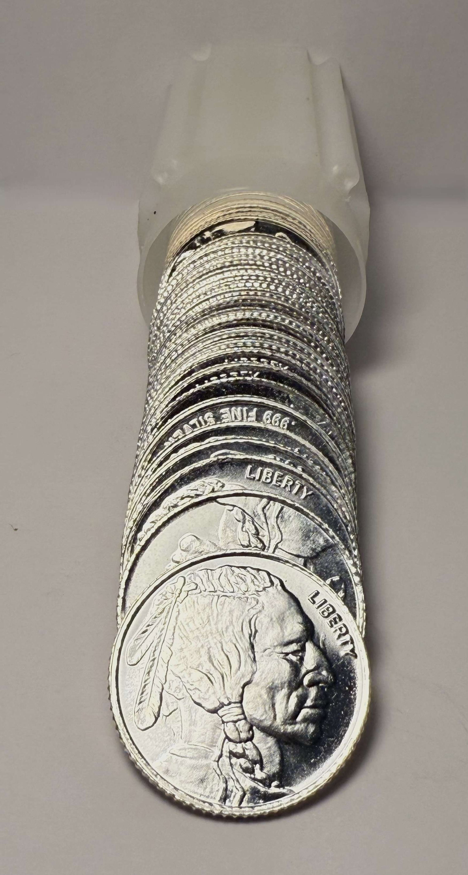 Roll (40-coins) Rare Buffalo Proof 1/4 ozt .999 Silver: Winner shall receive (1) roll (40-coins) precisely resembling the one shown here. (CD/URR)