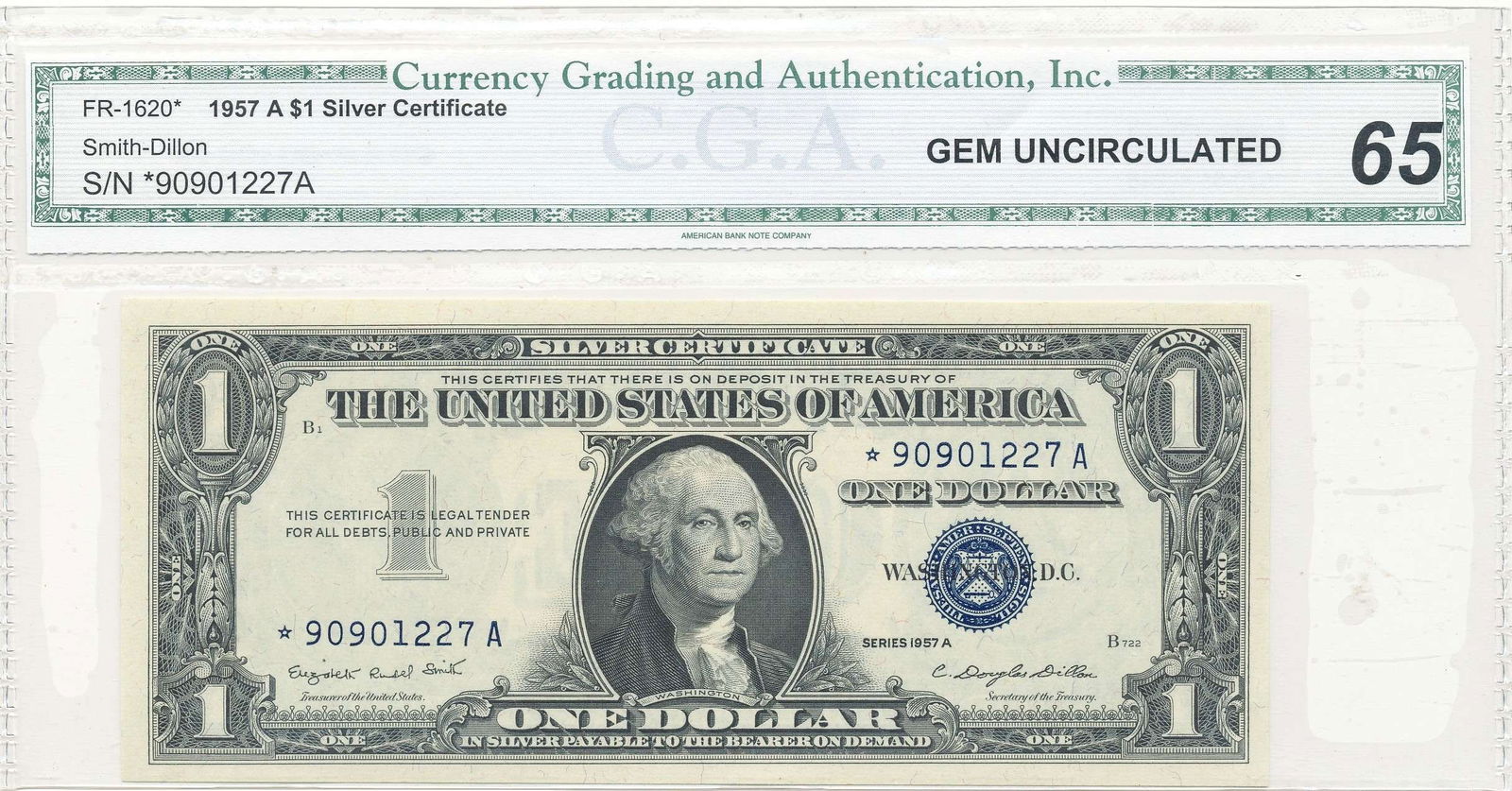 1957A United States $1 Silver Certificate Star Note Gem Unc. 65 (1 of 2)