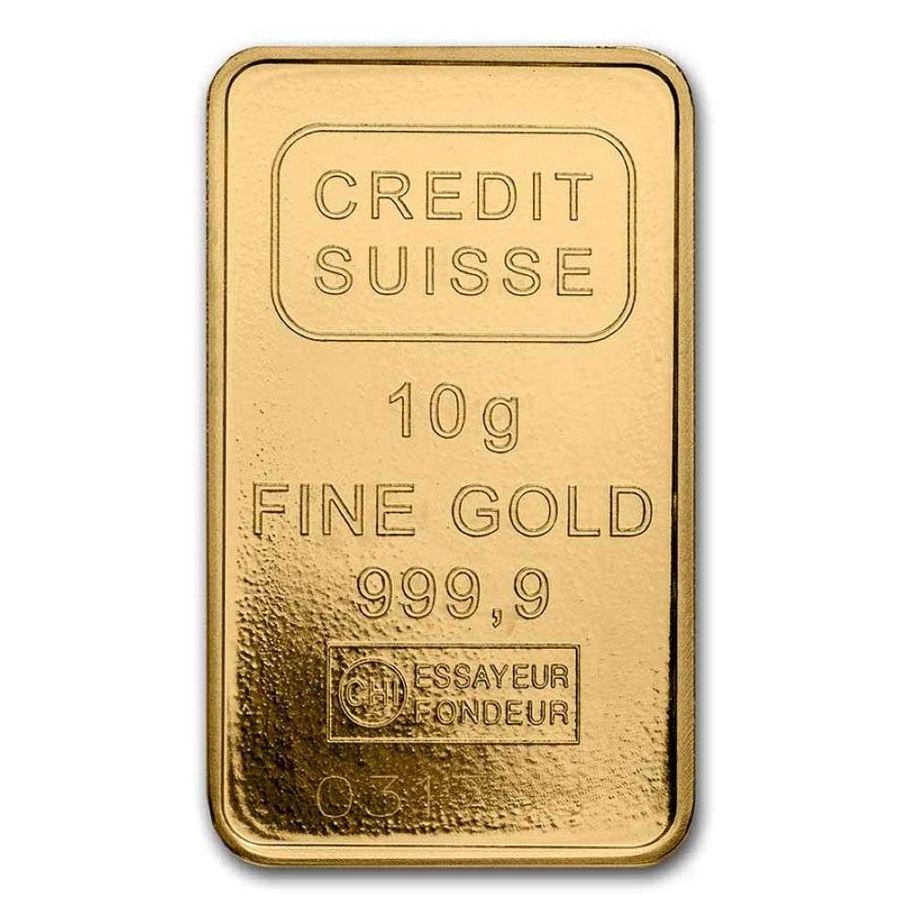 (1) Credit Suisse 10g .9999 Fine Gold Bar W/ Paper COA: This lot will come with (1) Credit Suisse 10g .9999 Gold Bar & (1) Credit Suisse certificate of authenticity as shown in the blurry photo. (RR/LBFE)