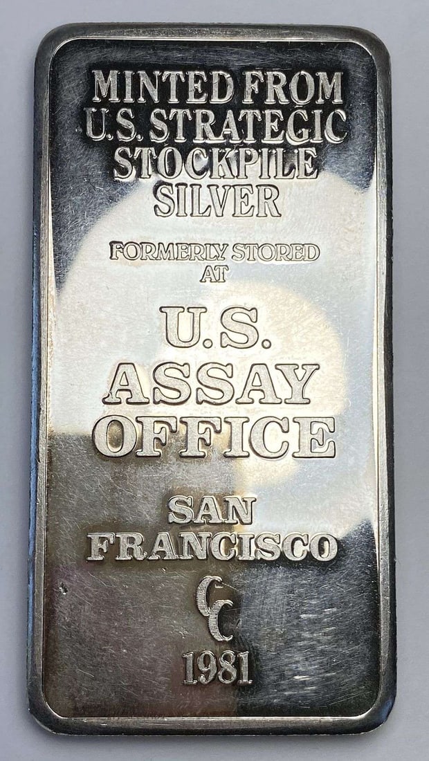 Last Minute! 1981-CC U.S. Assay Office San Francisco 10 ozt .999 Silver Bar (1 of 4)