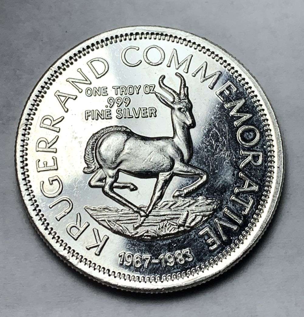 1983 South Africa Krugerrand Commemortive Proof 1 ozt .999 Silver: Winner shall receive the exact coin shown here. (BD/B)
