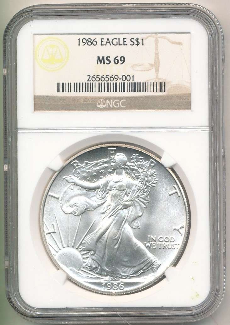 First Year 1986 American Silver Eagle NGC MS69 (1 of 4)