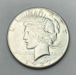 1927-S Peace Silver Dollar AU50: Winner shall receive the exact coin shown here. (BD/B)