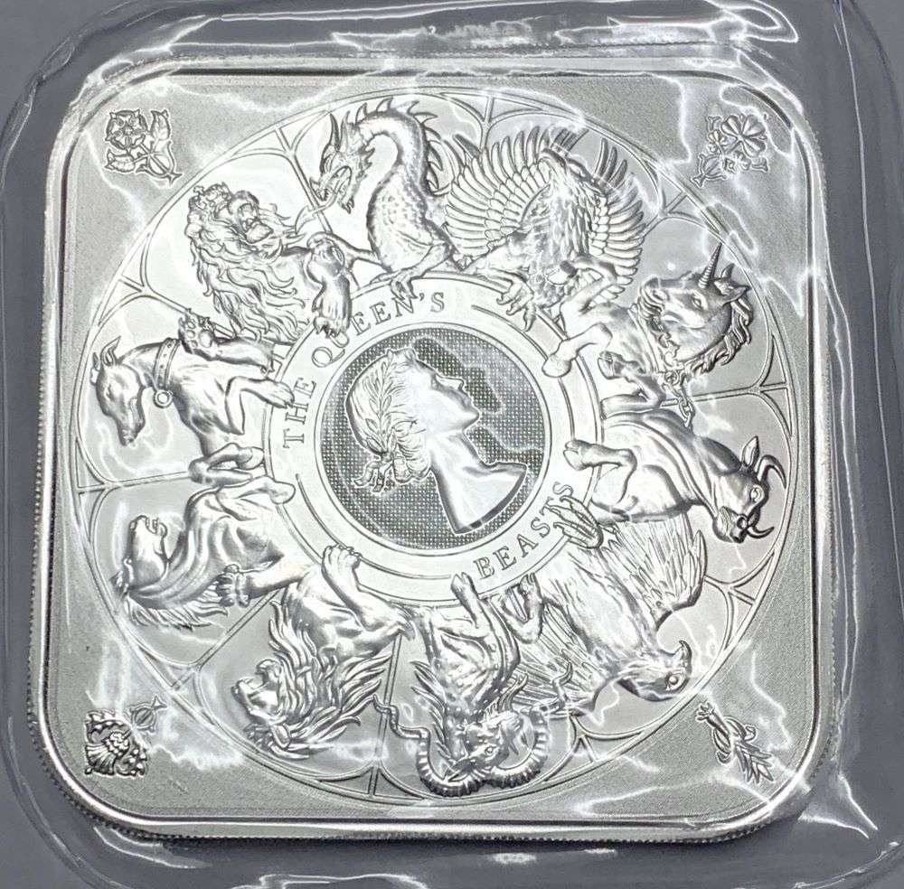 The Royal Mint "The Queen's Beasts" 10 ozt .9999 Silver Bar: Winner shall receive (1) bar precisely resembling the one shown here. (BD/EOB)
