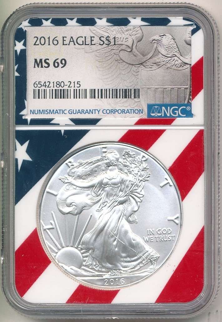 2016 American Silver Eagle NGC MS69 Red, White, & Blue Label (1 of 4)