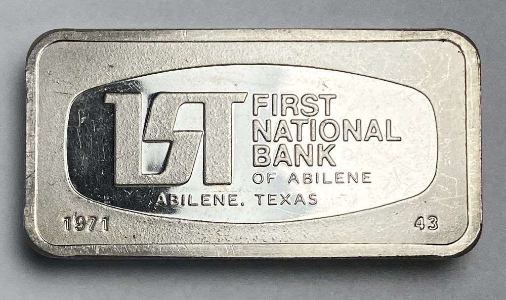 The Franklin Mint "First National Bank of Abilene" 1000 Grains Sterling Silver Bar (1 of 3)