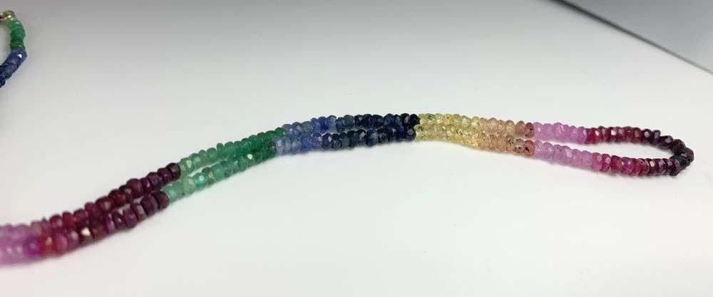 Sapphire, Emerald, & Ruby 14k Gold Necklace 7.45gm (1 of 6)