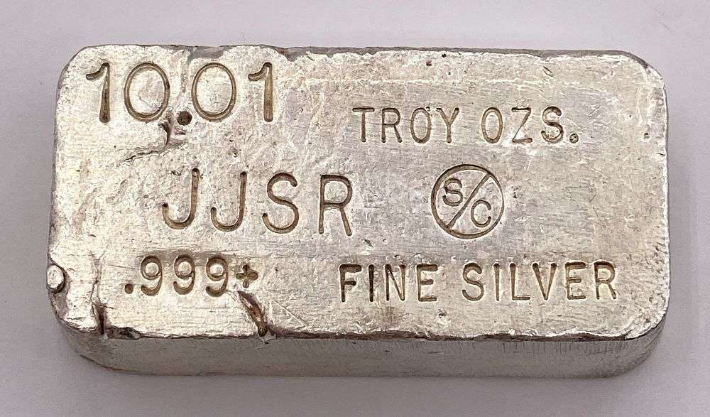 Fresh Vintage JJSR 10.01 ozt .999 Silver Bar: Winner shall receive the exact bar shown here. (RR/LTP)