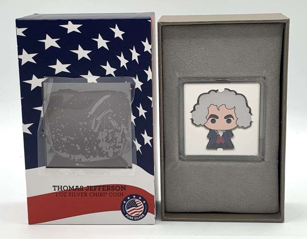 2022 Thomas Jefferson Niue $2 Chibi 1 ozt .999 Silver: Winner shall receive (1) item precisely resembling the one shown here. (BD/PR)