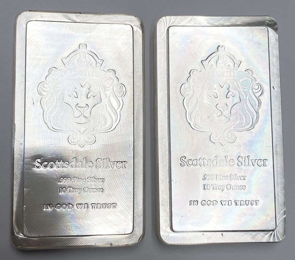 Last Minute! (2) Scottsdale Stackable 10 ozt .999 Silver Bar (1 of 6)