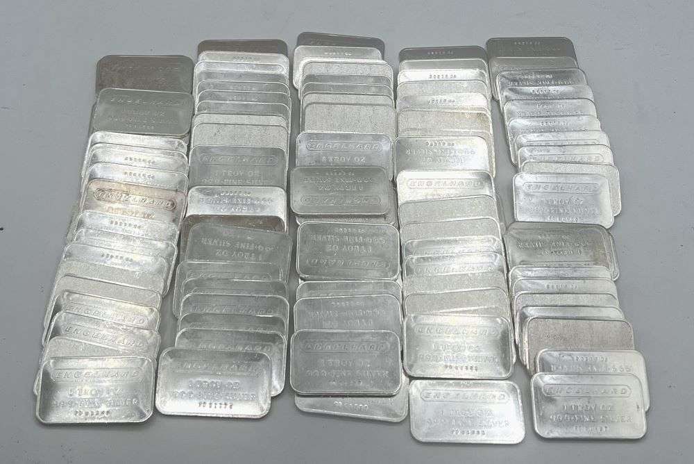 Last Minute! (100) Rare Vintage Engelhard 1 ozt .999 Silver Bars (1 of 6)