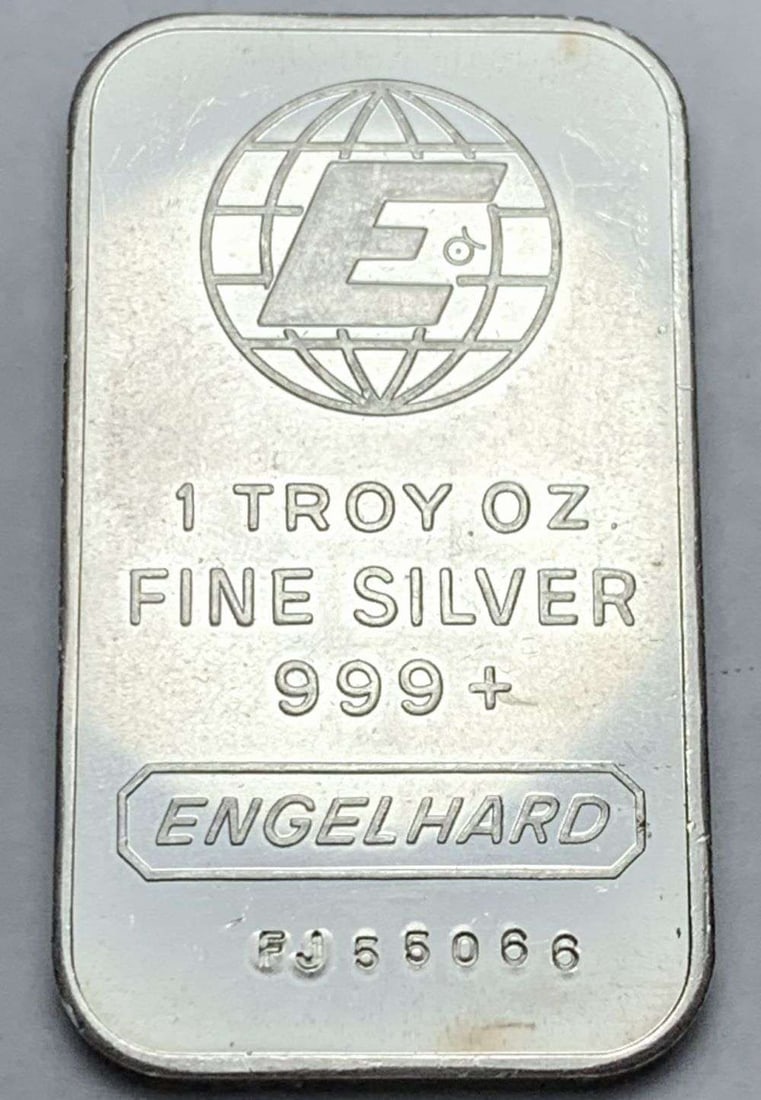 Vintage Engelhard 1 ozt .999 Silver: Winner shall receive the exact bar shown here. (BD/B)