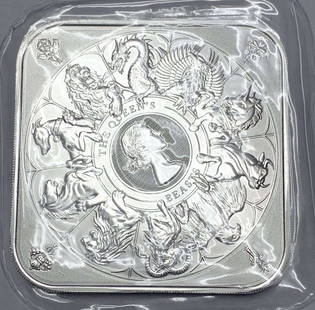 The Royal Mint "The Queen's Beasts" 10 ozt .9999 Silver Bar: Winner shall receive (1) bar precisely resembling the one shown here. (BD/EOB)