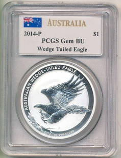 2014-P Australia Wedge-Tailed Eagle 1 ozt .999 Silver PCGS Gem BU Signed By John M. Mercanti: Winner shall receive the exact coin shown here. (BD/B)