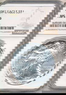 1987 American Silver Eagle NGC MS69: Winner shall receive the exact coin shown here. (CD/B)
