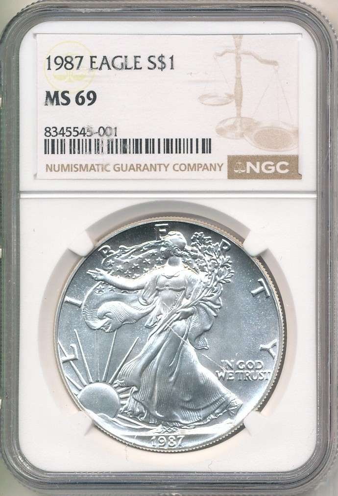 1987 American Silver Eagle NGC MS69 (1 of 4)