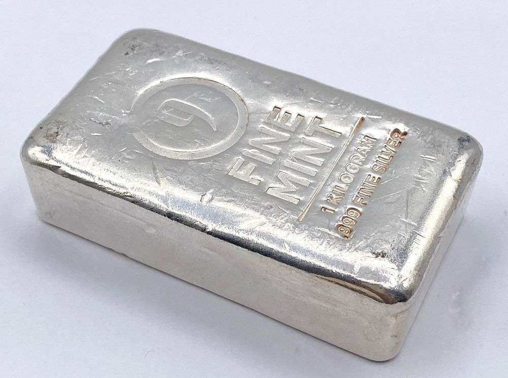 "9" Fine Mint 1 Kilo .999 Silver Bar (1 of 5)