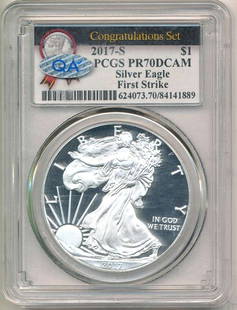 2017-S American Silver Eagle PCGS PR70 DCAM Congratulations Set First Strike: Winner shall receive the exact coin shown here. (BD/B)