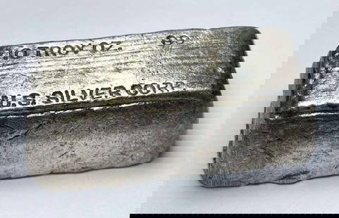 Rare Vintage U.S. Silver Corp. 10 ozt .999 Silver Bar: Winner shall receive the exact bar shown here. (RR/B)