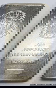 Rare Vintage Great Seal of the State of Idaho 10 ozt .999 Silver Bar: Winner shall receive the exact bar shown here. (RR/B)