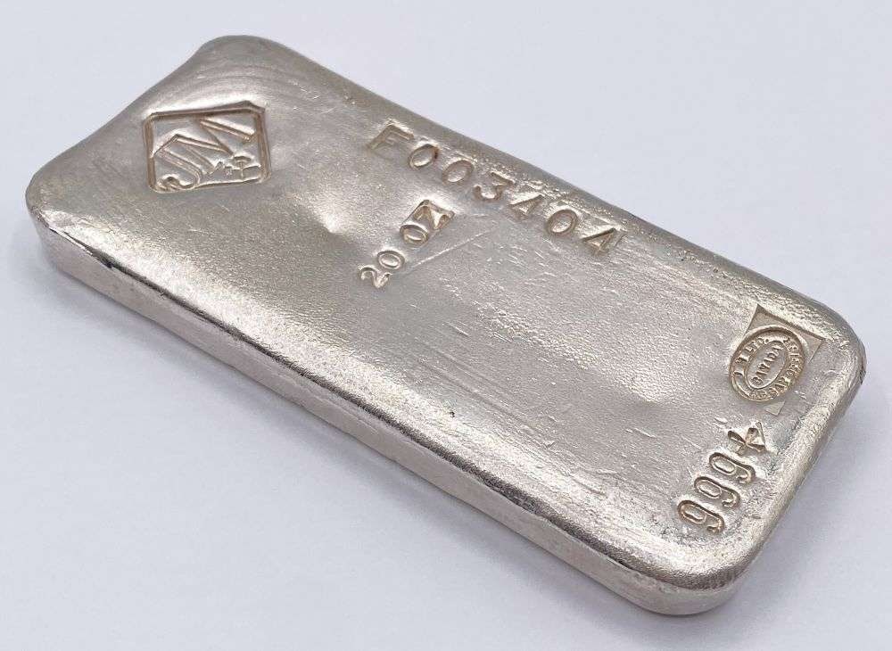Rare Vintage JM 20 ozt .999 Silver Bar: Winner shall receive the exact bar shown here. (RR)